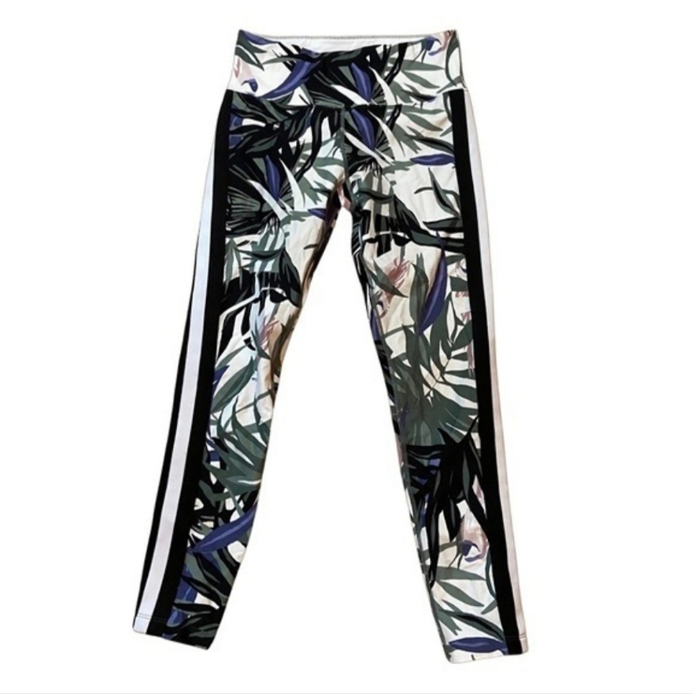 Calvin Klein Performance Wick Tropical Bird Print Leggings B&W Blue Size S/P/CH